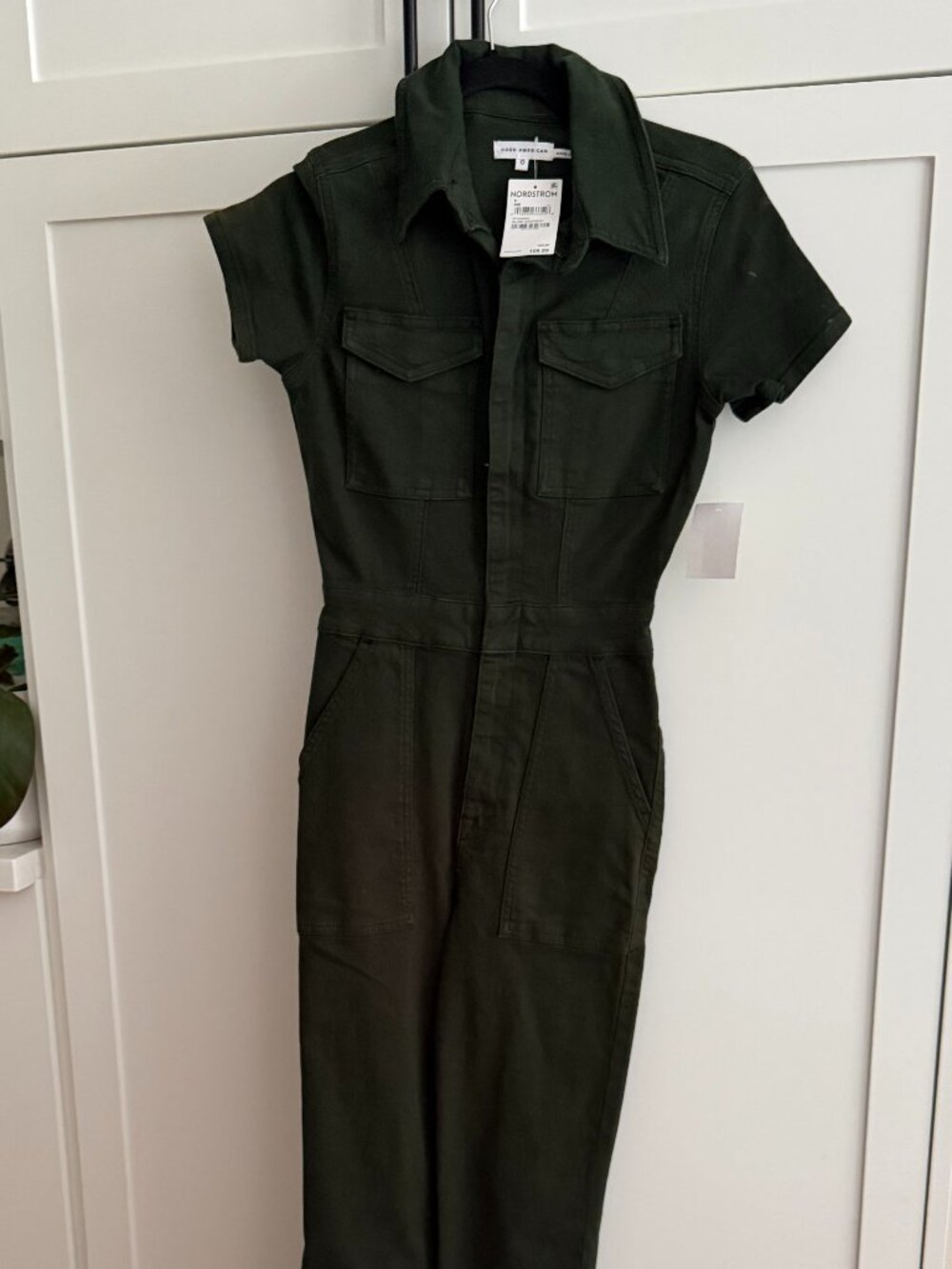 Good American Olive Utility Jumpsuit (size 0) NWT